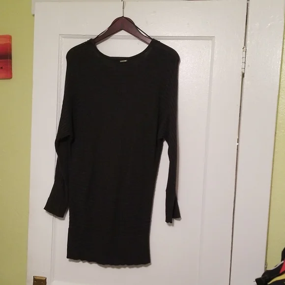 Elegant BLACK RIVET Knitted Dark Grey Dress Long Sleeves w Sequins Women Size S - Picture 6 of 16